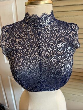 Victoria's Secret Navy Lace Mock Crop Camisole